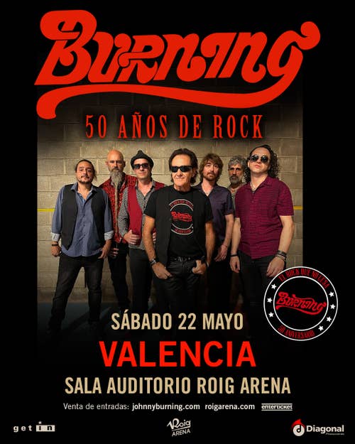 Burning celebrará su 50º aniversario con un concierto el 22 de mayo en la Sala Auditorio Roig Arena