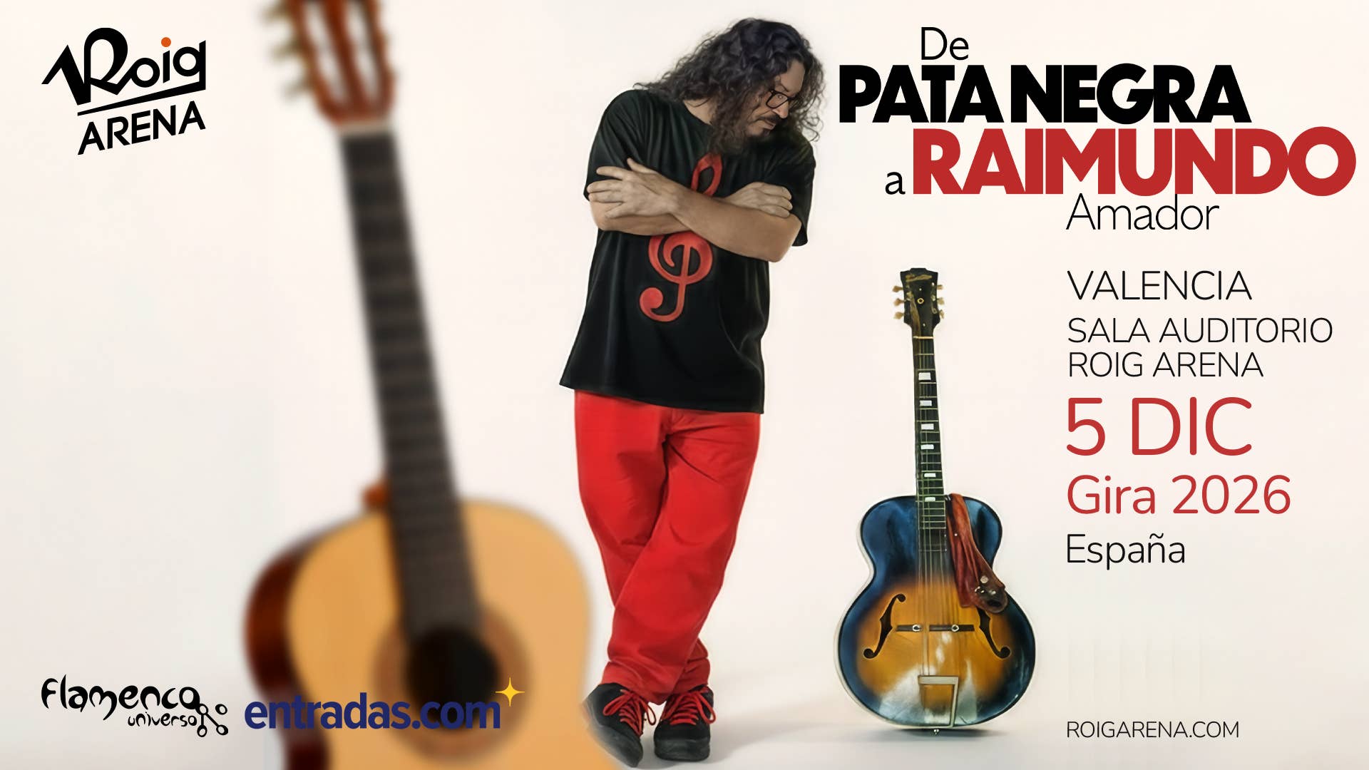 Raimundo Amador actuará el 5 de diciembre en la sala Auditorio Roig Arena