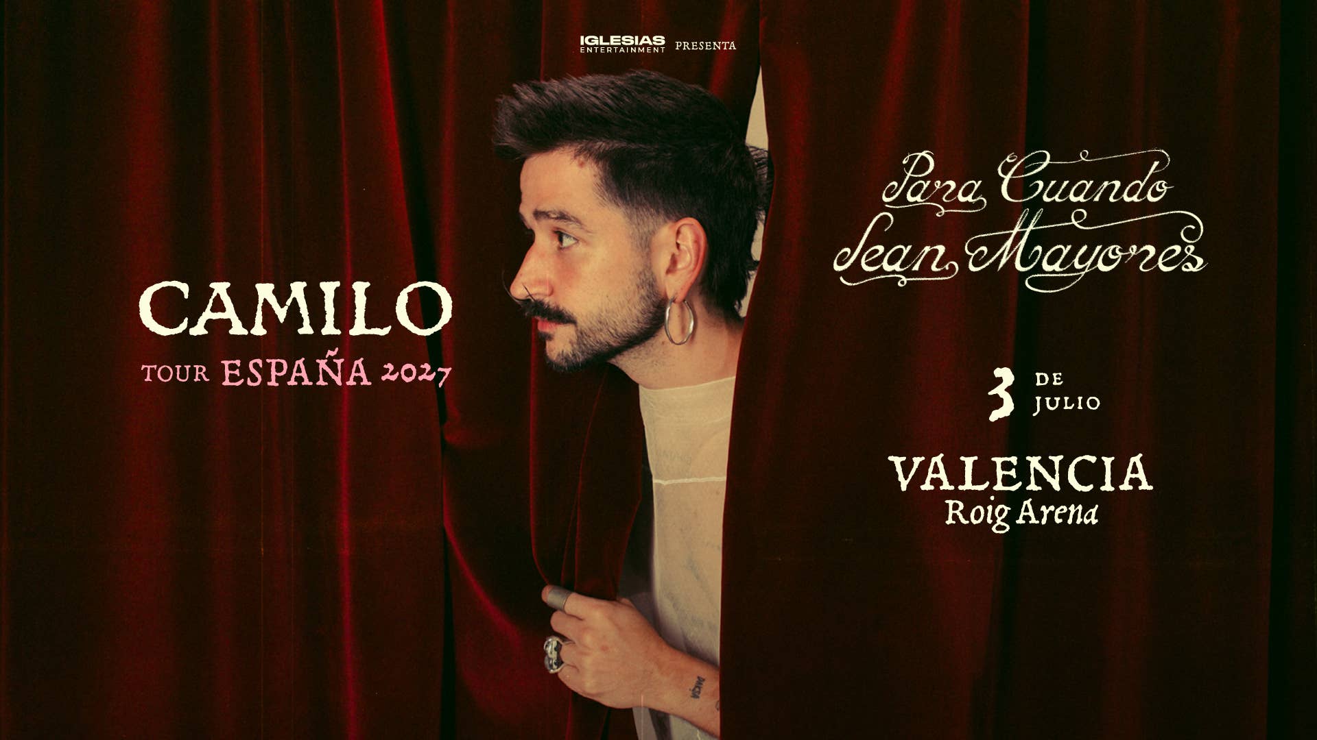 Camilo vuelve a Roig Arena el 3 de julio con la gira “Para cuando sean mayores”