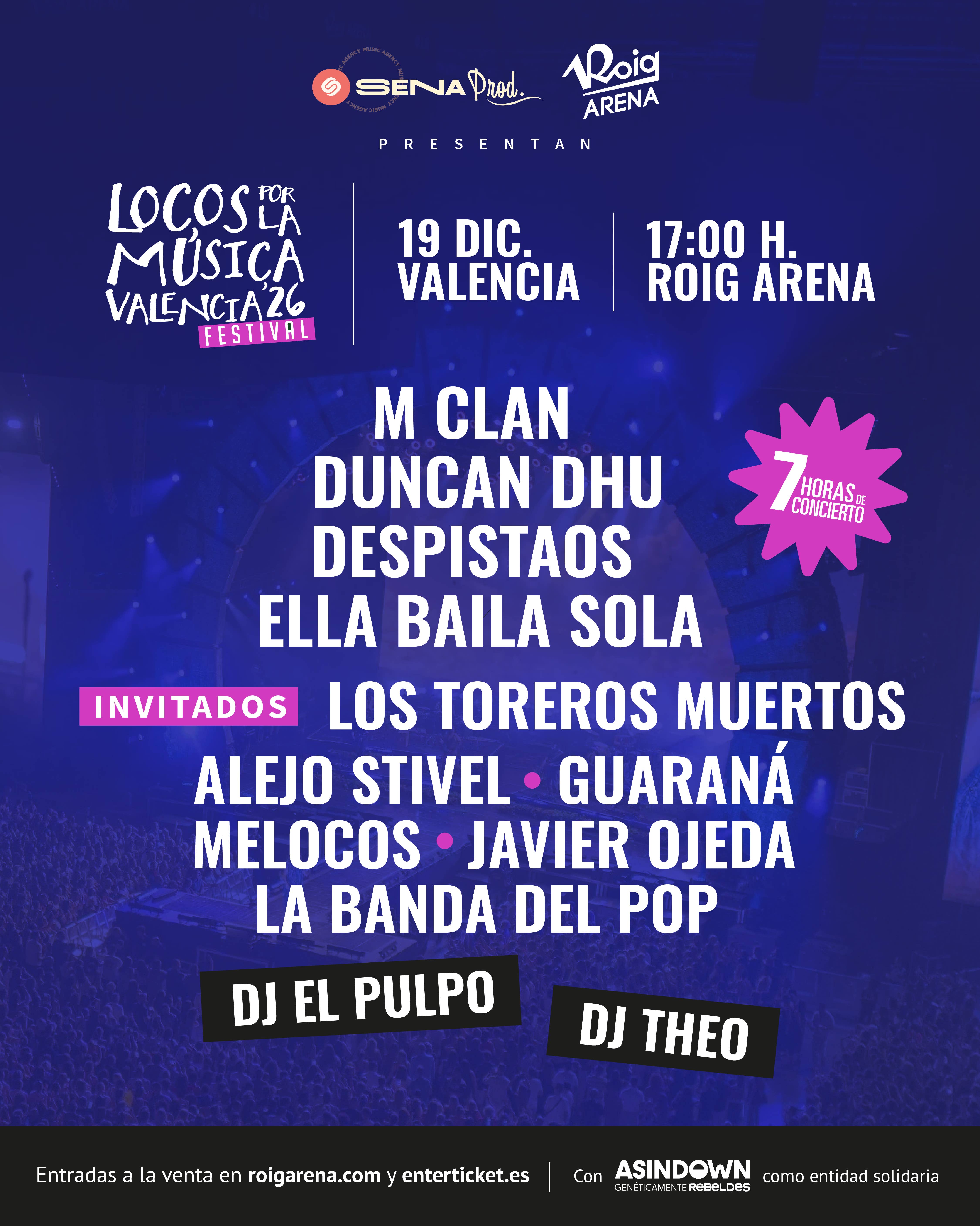 El festival Locos por la Música regresa a Roig Arena el 19 de diciembre con M Clan, Duncan Dhu y Despistaos