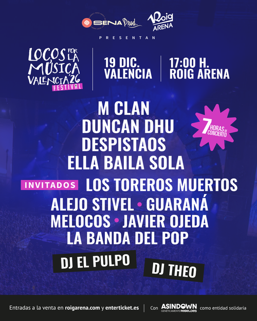 El festival Locos por la Música regresa a Roig Arena el 19 de diciembre con M Clan, Duncan Dhu y Despistaos